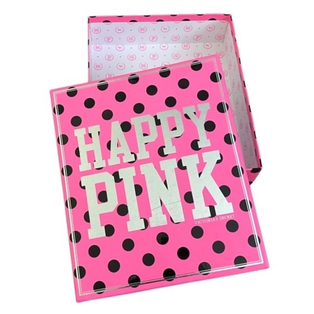 HTF PINK Victoria’s Secret * Vintage Collectible Logo Medium Size Polka Dot Box